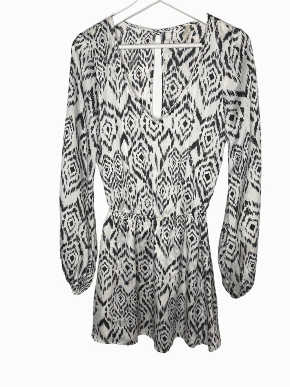 Show Me Your Mumu Rainey Mini Dress Small Black White Satin Long Sleeve